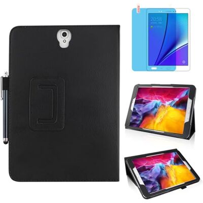 MEIYOUQI Custodia per Samsung Galaxy Tab S3 9.7 Inch 2017 (SM-T820 T825 T827),Sottile Pelle Multi-angli Stand Protezione totale Tablet Cover Caso Con Penna Stilo, Pellicola Per Schermo (Black) MEIYOUQI Custodia per Samsung Galaxy Tab S3 9.7 Inch 2017 (SM-T820 T825 T827),Sottile Pelle Multi-angli Stand Protezione totale Tablet Cover Caso Con Penna Stilo, Pellicola Per Schermo (Black)