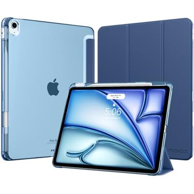 MoKo Cover per iPad Air 13 Pollici Case (M4/M3/M2) con Portapenna Cover per iPad Air 13 2026/2025/2024, Trifold Sottile Leggera Custodia con Retro in PC Rigido Traslucido, Denim MoKo Cover per iPad Air 13 Pollici Case (M4/M3/M2) con Portapenna Cover per iPad Air 13 2026/2025/2024, Trifold Sottile Leggera Custodia con Retro in PC Rigido Traslucido, Denim