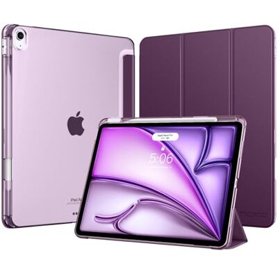 MoKo Cover per iPad Air 13 Pollici Case (M4/M3/M2) con Portapenna Cover per iPad Air 13 2026/2025/2024, Trifold Sottile Leggera Custodia con Retro in PC Rigido Traslucido, Viola Scuro MoKo Cover per iPad Air 13 Pollici Case (M4/M3/M2) con Portapenna Cover per iPad Air 13 2026/2025/2024, Trifold Sottile Leggera Custodia con Retro in PC Rigido Traslucido, Viola Scuro