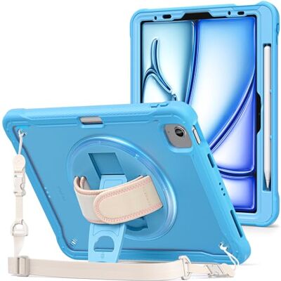 ProCase Cover iPad Air 11" M2/M3 2024/2025, iPad Air 5/4 Generazione 10,9 Pollici, Rugged Custodia Protettiva Antiurto con Cavalletto Rotante 360 -Blu ProCase Cover iPad Air 11" M2/M3 2024/2025, iPad Air 5/4 Generazione 10,9 Pollici, Rugged Custodia Protettiva Antiurto con Cavalletto Rotante 360 -Blu