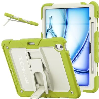 TECHGEAR ArmourSHIELD Custodia per Apple iPad Air 13" M3/M2 (2025/2024), robusta custodia antiurto a corpo intero con supporto pieghevole e pellicola protettiva, per bambini, scuola, lavoro, verde TECHGEAR ArmourSHIELD Custodia per Apple iPad Air 13" M3/M2 (2025/2024), robusta custodia antiurto a corpo intero con supporto pieghevole e pellicola protettiva, per bambini, scuola, lavoro, verde