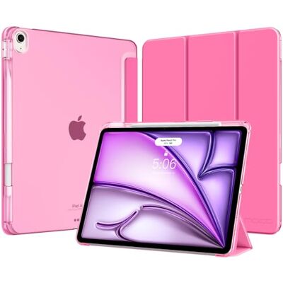 MoKo Cover per iPad Air 13 Pollici Case (M4/M3/M2) con Portapenna Cover per iPad Air 13 2026/2025/2024, Trifold Sottile Leggera Custodia con Retro in PC Rigido Traslucido, Rosa Persiano MoKo Cover per iPad Air 13 Pollici Case (M4/M3/M2) con Portapenna Cover per iPad Air 13 2026/2025/2024, Trifold Sottile Leggera Custodia con Retro in PC Rigido Traslucido, Rosa Persiano