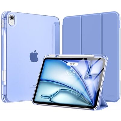 MoKo Cover per iPad Air 11 Pollici (M4/M3/M2) 2026/2025/2024 con Portapenna Cover per iPad Air 5a/4a Gen 10,9" 2022/2020,Custodia iPad Air Trifold Sottile Leggera conRetro PC Rigido Traslucido,Pervinca MoKo Cover per iPad Air 11 Pollici (M4/M3/M2) 2026/2025/2024 con Portapenna Cover per iPad Air 5a/4a Gen 10,9" 2022/2020,Custodia iPad Air Trifold Sottile Leggera conRetro PC Rigido Traslucido,Pervinca