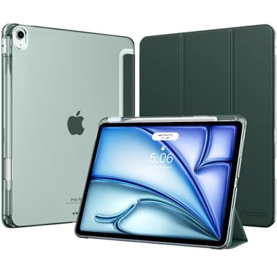 MoKo Cover per iPad Air 13 Pollici Case (M4/M3/M2) con Portapenna Cover per iPad Air 13 2026/2025/2024, Trifold Sottile Leggera Custodia con Retro in PC Rigido Traslucido, Verde Notte MoKo Cover per iPad Air 13 Pollici Case (M4/M3/M2) con Portapenna Cover per iPad Air 13 2026/2025/2024, Trifold Sottile Leggera Custodia con Retro in PC Rigido Traslucido, Verde Notte