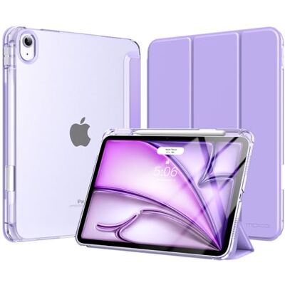 MoKo Cover per iPad Air 11 Pollici (M4/M3/M2) con Portapenna, Lilla Cover per iPad Air 5a/4a Gen 10,9" 2022/2020, Custodia iPad Air 2026/2025/2024 Trifold Leggera con Retro PC Rigido Traslucido MoKo Cover per iPad Air 11 Pollici (M4/M3/M2) con Portapenna, Lilla Cover per iPad Air 5a/4a Gen 10,9" 2022/2020, Custodia iPad Air 2026/2025/2024 Trifold Leggera con Retro PC Rigido Traslucido