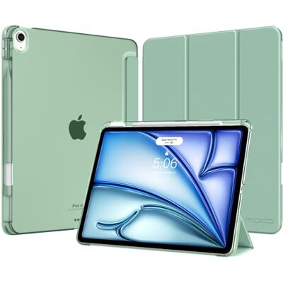 MoKo Cover per iPad Air 13 Pollici Case (M4/M3/M2) con Portapenna Cover per iPad Air 13 2026/2025/2024, Trifold Sottile Leggera Custodia con Retro in PC Rigido Traslucido, Verde Agave MoKo Cover per iPad Air 13 Pollici Case (M4/M3/M2) con Portapenna Cover per iPad Air 13 2026/2025/2024, Trifold Sottile Leggera Custodia con Retro in PC Rigido Traslucido, Verde Agave
