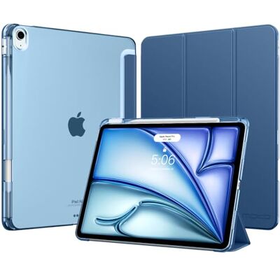 MoKo Cover per iPad Air 13 Pollici Case (M4/M3/M2) con Portapenna Cover per iPad Air 13 2026/2025/2024, Trifold Sottile Leggera Custodia con Retro in PC Rigido Traslucido, Blu Mare Scuro MoKo Cover per iPad Air 13 Pollici Case (M4/M3/M2) con Portapenna Cover per iPad Air 13 2026/2025/2024, Trifold Sottile Leggera Custodia con Retro in PC Rigido Traslucido, Blu Mare Scuro