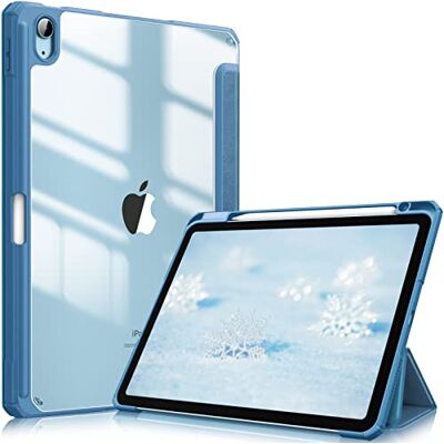 FINTIE Cover per iPad Air 11" M4/M3/M2 (2026-2024)/iPad Air 5a&4a Gen 10,9" con Portapenne Sottile Leggero Trasparente Custodia Posteriore con Bordo in TPU, Blu foschia FINTIE Cover per iPad Air 11" M4/M3/M2 (2026-2024)/iPad Air 5a&4a Gen 10,9" con Portapenne Sottile Leggero Trasparente Custodia Posteriore con Bordo in TPU, Blu foschia