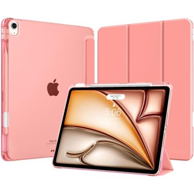 MoKo Cover per iPad Air 13 Pollici Case (M4/M3/M2) con Portapenna Cover per iPad Air 13 2026/2025/2024, Trifold Sottile Leggera Custodia con Retro in PC Rigido Traslucido, Conchiglia Rosa MoKo Cover per iPad Air 13 Pollici Case (M4/M3/M2) con Portapenna Cover per iPad Air 13 2026/2025/2024, Trifold Sottile Leggera Custodia con Retro in PC Rigido Traslucido, Conchiglia Rosa