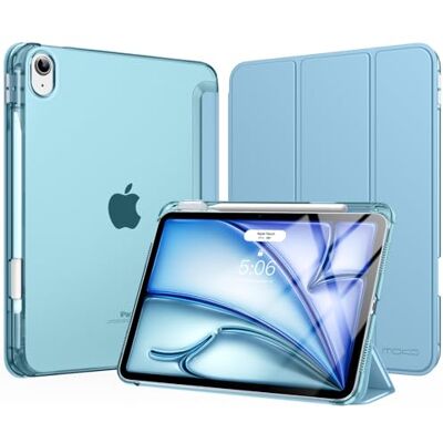 MoKo Cover per iPad Air 11 Pollici (M4/M3/M2) 2026/2025/2024 con Portapenna Cover per iPad Air 5a/4a Gen 10,9" 2022/2020, Custodia iPad Air Trifold Leggera con Retro PC Rigido Traslucido, Blu Nebbioso MoKo Cover per iPad Air 11 Pollici (M4/M3/M2) 2026/2025/2024 con Portapenna Cover per iPad Air 5a/4a Gen 10,9" 2022/2020, Custodia iPad Air Trifold Leggera con Retro PC Rigido Traslucido, Blu Nebbioso