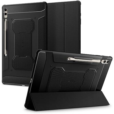 Spigen Cover Rugged Armor Pro per Galaxy Tab S10/S9/S8 Ultra Custodia robusta per il modello 2024/2023/2022 con porta S-Pen con funzione supporto e auto sleep/wake Nero Spigen Cover Rugged Armor Pro per Galaxy Tab S10/S9/S8 Ultra Custodia robusta per il modello 2024/2023/2022 con porta S-Pen con funzione supporto e auto sleep/wake Nero