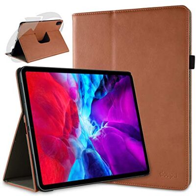 doupi Deluxe Custodia per iPad PRO 12,9 Pollici (4. Generazione) 2020, 360 Gradi Rotable Protezione Etui Stare in Piedi Protettiva, Marrone doupi Deluxe Custodia per iPad PRO 12,9 Pollici (4. Generazione) 2020, 360 Gradi Rotable Protezione Etui Stare in Piedi Protettiva, Marrone