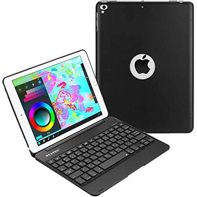 PCATEC Custodia per tastiera per iPad 9.7 2018/2017, con funzione di supporto, senza fili, con funzione di accensione e spegnimento automatico, per iPad 9.7/iPad5, colore: Nero PCATEC Custodia per tastiera per iPad 9.7 2018/2017, con funzione di supporto, senza fili, con funzione di accensione e spegnimento automatico, per iPad 9.7/iPad5, colore: Nero