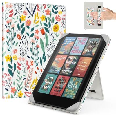 MoKo Custodia per 6,8,7" Kindle Paperwhite eReader Tablets, Fiori Accessori eReader per 6,8, 7 Pouces Kindle Paperwhite/Colorsoft/Kobo/Ocean, Custodia Leggera Folio ,Cinghia da Mano, Support MoKo Custodia per 6,8,7" Kindle Paperwhite eReader Tablets, Fiori Accessori eReader per 6,8, 7 Pouces Kindle Paperwhite/Colorsoft/Kobo/Ocean, Custodia Leggera Folio ,Cinghia da Mano, Support