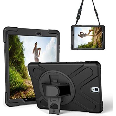 Gerutek Cover per Samsung Galaxy Tab S3 9.7 Pollici 2017, Nero Custodia Robusta Antiurto con Supporto Girevole a 360°, Cinghia per Mano/Spalla, Portapenne Gerutek Cover per Samsung Galaxy Tab S3 9.7 Pollici 2017, Nero Custodia Robusta Antiurto con Supporto Girevole a 360°, Cinghia per Mano/Spalla, Portapenne