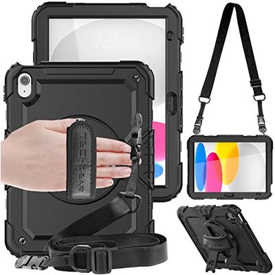 TECHGEAR Custodia UTILITY Compatibile con iPad 10 Generazione 2022, 10.9" Custodia Antiurto Resistente supporto integrato girevole a 360 gradi, cinturino a mano e tracolla attaccabile iPad 10 Cover TECHGEAR Custodia UTILITY Compatibile con iPad 10 Generazione 2022, 10.9" Custodia Antiurto Resistente supporto integrato girevole a 360 gradi, cinturino a mano e tracolla attaccabile iPad 10 Cover
