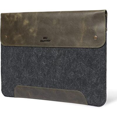 MegaGear Custo Per Macbook In Vera Pelle E Pile, 15 E 16 Pollici, Colore. Verde Oliva MegaGear Custo Per Macbook In Vera Pelle E Pile, 15 E 16 Pollici, Colore. Verde Oliva