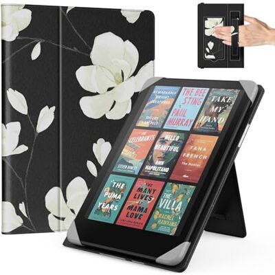 MoKo Custodia per 6,8,7" Kindle Paperwhite eReader Tablets, Magnolia Accessori eReader per 6,8, 7 Pouces Kindle Paperwhite/Colorsoft/Kobo/Ocean, Custodia Leggera Folio ,Cinghia da Mano, Support MoKo Custodia per 6,8,7" Kindle Paperwhite eReader Tablets, Magnolia Accessori eReader per 6,8, 7 Pouces Kindle Paperwhite/Colorsoft/Kobo/Ocean, Custodia Leggera Folio ,Cinghia da Mano, Support