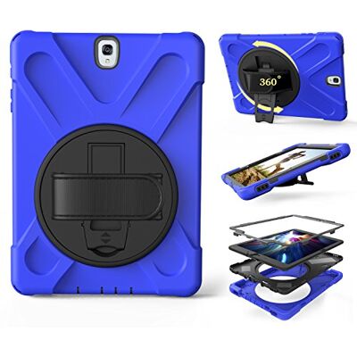 ZiHang Custodia Galaxy Tab S3 9.7, Ibrida Antiurto Tre-Strati Cover Silicone + PC Protettiva Case con Supporto Girevole 360°, Cinturino a Mano per Samsung Galaxy Tab S3 9.7 T820 T825 (Blu Scuro) ZiHang Custodia Galaxy Tab S3 9.7, Ibrida Antiurto Tre-Strati Cover Silicone + PC Protettiva Case con Supporto Girevole 360°, Cinturino a Mano per Samsung Galaxy Tab S3 9.7 T820 T825 (Blu Scuro)