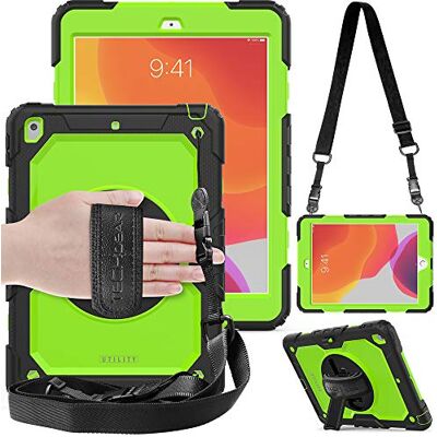TECHGEAR Custodia UTILITY Compatibile con iPad 9/8 / 7 Generazione, Antiurto Resistente supporto integrato girevole a 360 gradi, cinturino a mano e tracolla attaccabile cover per iPad 10.2 Pollici TECHGEAR Custodia UTILITY Compatibile con iPad 9/8 / 7 Generazione, Antiurto Resistente supporto integrato girevole a 360 gradi, cinturino a mano e tracolla attaccabile cover per iPad 10.2 Pollici