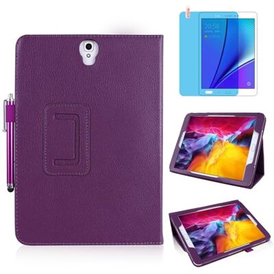 MEIYOUQI Custodia per Samsung Galaxy Tab S3 9.7 Inch 2017 (SM-T820 T825 T827),Sottile Pelle Multi-angli Stand Protezione totale Tablet Cover Caso Con Penna Stilo, Pellicola Per Schermo (Purple) MEIYOUQI Custodia per Samsung Galaxy Tab S3 9.7 Inch 2017 (SM-T820 T825 T827),Sottile Pelle Multi-angli Stand Protezione totale Tablet Cover Caso Con Penna Stilo, Pellicola Per Schermo (Purple)