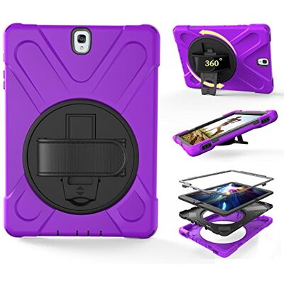 ZiHang Custodia Galaxy Tab S3 9.7, Ibrida Antiurto Tre-Strati Cover Silicone + PC Protettiva Case con Supporto Girevole 360°, Cinturino a Mano per Samsung Galaxy Tab S3 9.7 T820 T825 (Viola) ZiHang Custodia Galaxy Tab S3 9.7, Ibrida Antiurto Tre-Strati Cover Silicone + PC Protettiva Case con Supporto Girevole 360°, Cinturino a Mano per Samsung Galaxy Tab S3 9.7 T820 T825 (Viola)