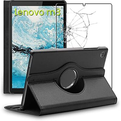 ebestStar Cover per Lenovo Tab M8 2021 (3rd gen), M8 HD 2019, Custodia Protezione Rotazione 360, Pelle PU, Nero + Vetro Temperato ebestStar Cover per Lenovo Tab M8 2021 (3rd gen), M8 HD 2019, Custodia Protezione Rotazione 360, Pelle PU, Nero + Vetro Temperato