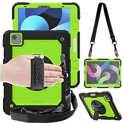 TECHGEAR UTILITY Custodia Compatibile con iPad Air 5, iPad Air 4 10.9" Pollici Cover Antiurto Resistente supporto integrato girevole a 360 gradi, cinturino a mano e tracolla attaccabile TECHGEAR UTILITY Custodia Compatibile con iPad Air 5, iPad Air 4 10.9" Pollici Cover Antiurto Resistente supporto integrato girevole a 360 gradi, cinturino a mano e tracolla attaccabile