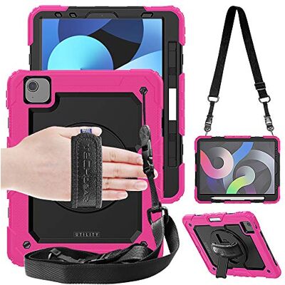 TECHGEAR Utility Custodia Compatibile con iPad Air 5, iPad Air 4 10.9" Pollici Cover Antiurto Resistente Supporto Integrato Girevole a 360 Gradi, Cinturino a Mano e Tracolla attaccabile TECHGEAR Utility Custodia Compatibile con iPad Air 5, iPad Air 4 10.9" Pollici Cover Antiurto Resistente Supporto Integrato Girevole a 360 Gradi, Cinturino a Mano e Tracolla attaccabile