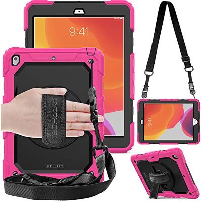 TECHGEAR Custodia Utility Compatibile con iPad 9/8 / 7 Generazione, Antiurto Resistente Supporto Integrato Girevole a 360 Gradi, Cinturino a Mano e Tracolla attaccabile Cover per iPad 10.2 Pollici TECHGEAR Custodia Utility Compatibile con iPad 9/8 / 7 Generazione, Antiurto Resistente Supporto Integrato Girevole a 360 Gradi, Cinturino a Mano e Tracolla attaccabile Cover per iPad 10.2 Pollici
