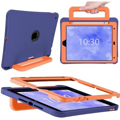 INFILAND Custodia per iPad 10,2" 9ª/8ª/7ª Gen (2021/2020/2019), Cover Robusta in Silicone Antiurto con Supporto, Maniglia e Porta Penna (Navy Blue-Orange) INFILAND Custodia per iPad 10,2" 9ª/8ª/7ª Gen (2021/2020/2019), Cover Robusta in Silicone Antiurto con Supporto, Maniglia e Porta Penna (Navy Blue-Orange)