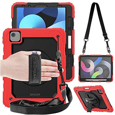 TECHGEAR Utility Custodia Compatibile con iPad Air 5, iPad Air 4 10.9" Pollici Cover Antiurto Resistente Supporto Integrato Girevole a 360 Gradi, Cinturino a Mano e Tracolla attaccabile TECHGEAR Utility Custodia Compatibile con iPad Air 5, iPad Air 4 10.9" Pollici Cover Antiurto Resistente Supporto Integrato Girevole a 360 Gradi, Cinturino a Mano e Tracolla attaccabile