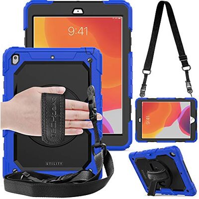 TECHGEAR Custodia UTILITY Compatibile con iPad 9/8 / 7 Generazione, Antiurto Resistente supporto integrato girevole a 360 gradi, cinturino a mano e tracolla attaccabile cover per iPad 10.2 Pollici TECHGEAR Custodia UTILITY Compatibile con iPad 9/8 / 7 Generazione, Antiurto Resistente supporto integrato girevole a 360 gradi, cinturino a mano e tracolla attaccabile cover per iPad 10.2 Pollici