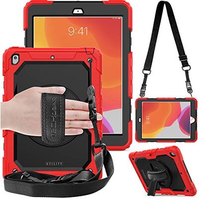TECHGEAR Custodia Utility Compatibile con iPad 9/8 / 7 Generazione, Antiurto Resistente Supporto Integrato Girevole a 360 Gradi, Cinturino a Mano e Tracolla attaccabile Cover per iPad 10.2 Pollici TECHGEAR Custodia Utility Compatibile con iPad 9/8 / 7 Generazione, Antiurto Resistente Supporto Integrato Girevole a 360 Gradi, Cinturino a Mano e Tracolla attaccabile Cover per iPad 10.2 Pollici