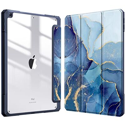 FINTIE Custodia ibrida sottile per iPad di 9a/8a/7a generazione (2021/2020/2019) da 10,2 pollici, custodia antiurto con guscio posteriore trasparente trasparente, marmo oceano FINTIE Custodia ibrida sottile per iPad di 9a/8a/7a generazione (2021/2020/2019) da 10,2 pollici, custodia antiurto con guscio posteriore trasparente trasparente, marmo oceano