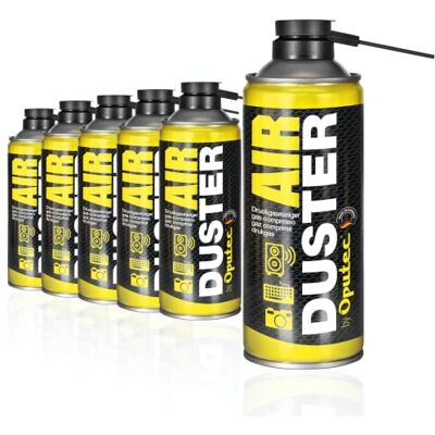 Oputec 6 x 400ml Air Duster Aspiratore ad aria compressa con estensione Facile pulizia di tastiera, PC, computer, telefono, fotografica, stampante, console Made in Germany Oputec 6 x 400ml Air Duster Aspiratore ad aria compressa con estensione Facile pulizia di tastiera, PC, computer, telefono, fotografica, stampante, console Made in Germany