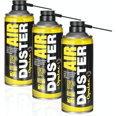 Oputec 3 x 400ml Air Duster Aspiratore ad aria compressa con estensione Facile pulizia di tastiera, PC, computer, telefono, fotografica, stampante, console Made in Germany Oputec 3 x 400ml Air Duster Aspiratore ad aria compressa con estensione Facile pulizia di tastiera, PC, computer, telefono, fotografica, stampante, console Made in Germany