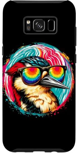 Custodia per Galaxy S8+ Cool Tie Dye Woodpecker Occhiali Da Sole Uccello Illustrazione Art