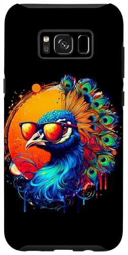 Custodia per Galaxy S8+ Cool Tie Dye Peacock Occhiali Da Sole Uccello Illustrazione Art