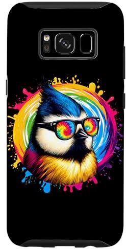 Custodia per Galaxy S8 Cool Tie Dye Titmouse Occhiali Da Sole Uccello Illustrazione Art