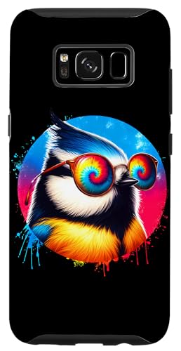 Custodia per Galaxy S8 Cool Tie Dye Titmouse Occhiali Da Sole Uccello Illustrazione Art