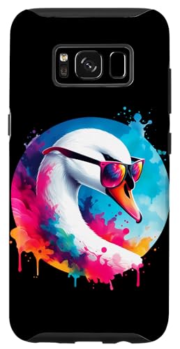 Custodia per Galaxy S8 Cool Tie Dye Swan Occhiali Da Sole Uccello Illustrazione Art