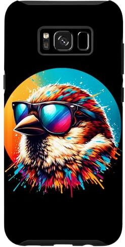 Custodia per Galaxy S8+ Cool Tie Dye Sparrow Occhiali Da Sole Uccello Illustrazione Art