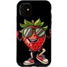 Funny Strawberry with Sunglasses Custodia per iPhone 11 Fragola felice godendo la giornata con occhiali da sole e scarpe