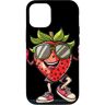 Funny Strawberry with Sunglasses Custodia per iPhone 13 Fragola felice godendo la giornata con occhiali da sole e scarpe