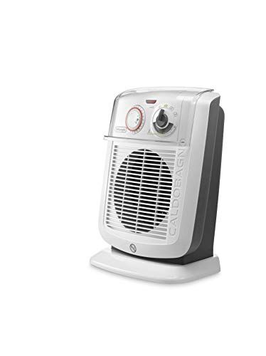 DeLonghi HBC 3052T Termoventilatore Caldobagno, 3 livelli di potenza, Funzione ECO-SILENCE, TIMER 24H, Protezione antigoccia, Ventilazione estiva, Avvolgicavo, per ambienti fino a 65 m³