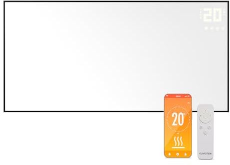 KLARSTEIN Stufa Elettrica Infrarossi Basso Consumo, Pannello Radiante Infrarossi 770W, Telecomando e Timer, WiFi App, Pannelli a Infrarossi Riscaldamento, Pannello Infrarossi per Riscaldamento No CO2