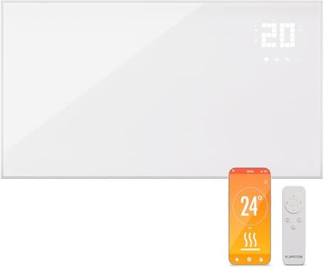 KLARSTEIN Stufa Elettrica Infrarossi Basso Consumo, Pannello Radiante Infrarossi 480W, Telecomando e Timer, WiFi App, Pannelli a Infrarossi Riscaldamento, Pannello Infrarossi per Riscaldamento No CO2
