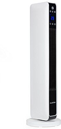 KLARSTEIN Hightower Heat Riscaldatore elettrico ad Aria , Termoventilatore a Torre , 2200 Watt , 2 livelli 1200W / 2200 Watt , Termostato da 10 a 49°C , oscillazione attivabile , Bianco