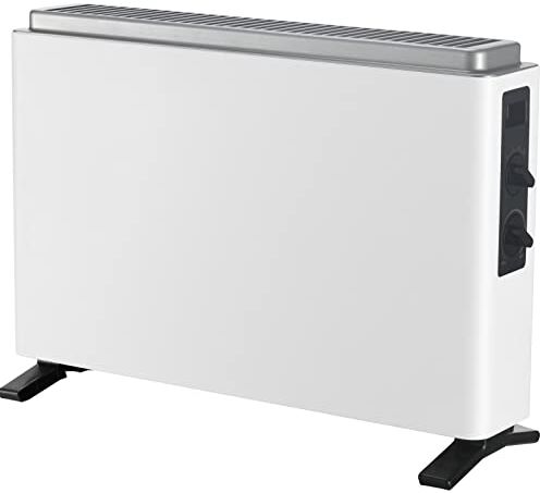 Midea Stufetta Elettrica Basso Consumo Termoconvettore Elettric Slim Termostato Regolabile Stufa Elettrica 2000W, 3 Livelli di Potenza, Silenzioso, Bianco